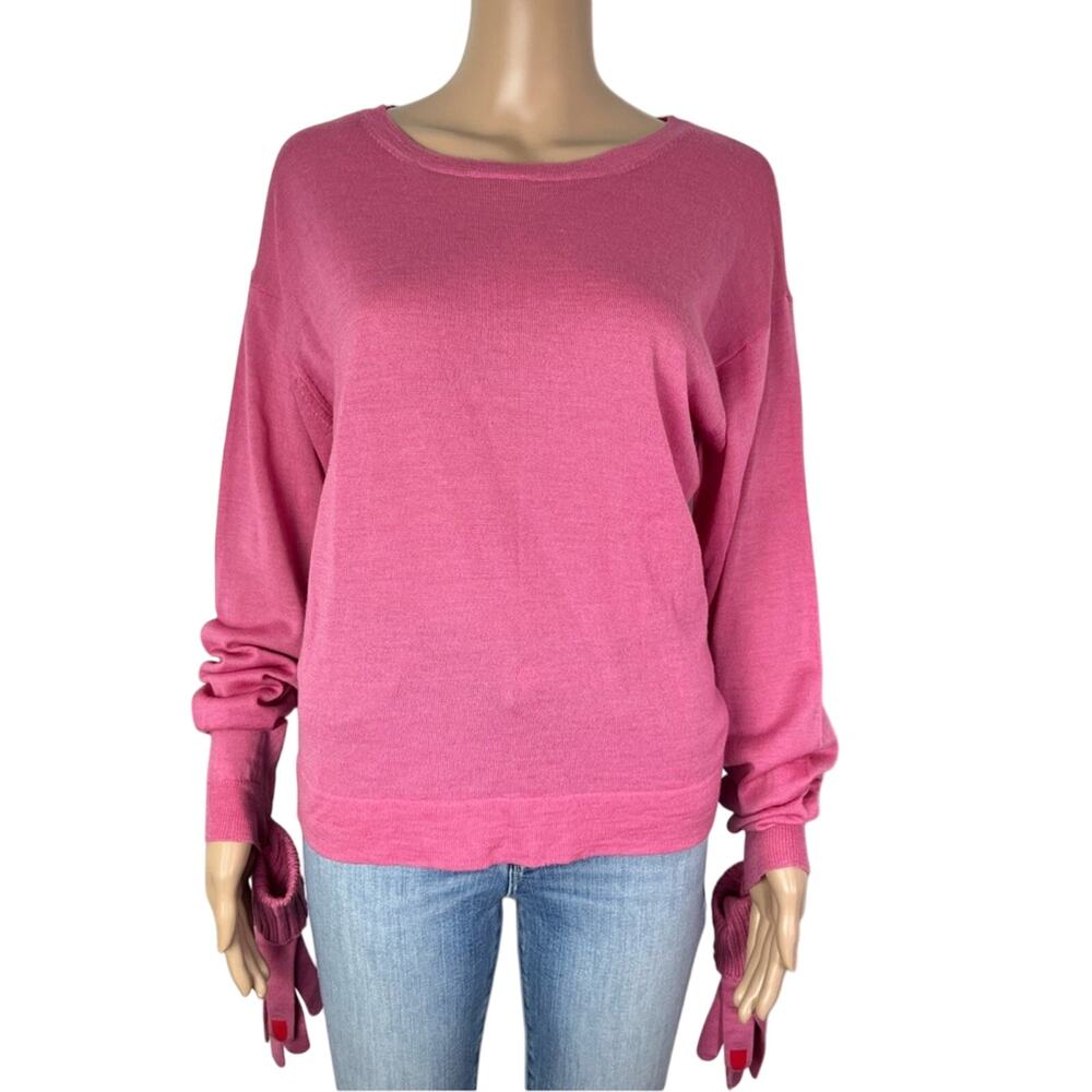 VIVETTA Yamada Pink Wool Crewneck Casual Knit Sweater w/ Matching Gloves
